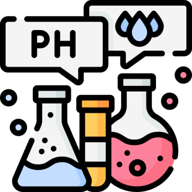 a set of laboratory equipment with speech bubbles