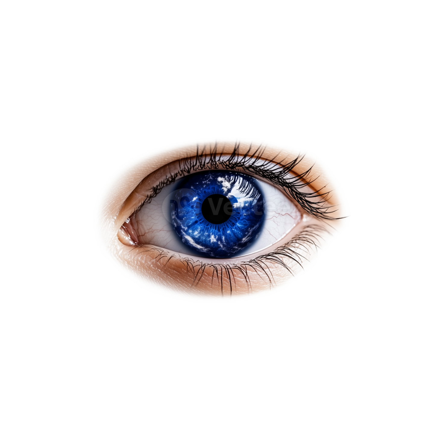 a blue eye with the earth in the pupil
