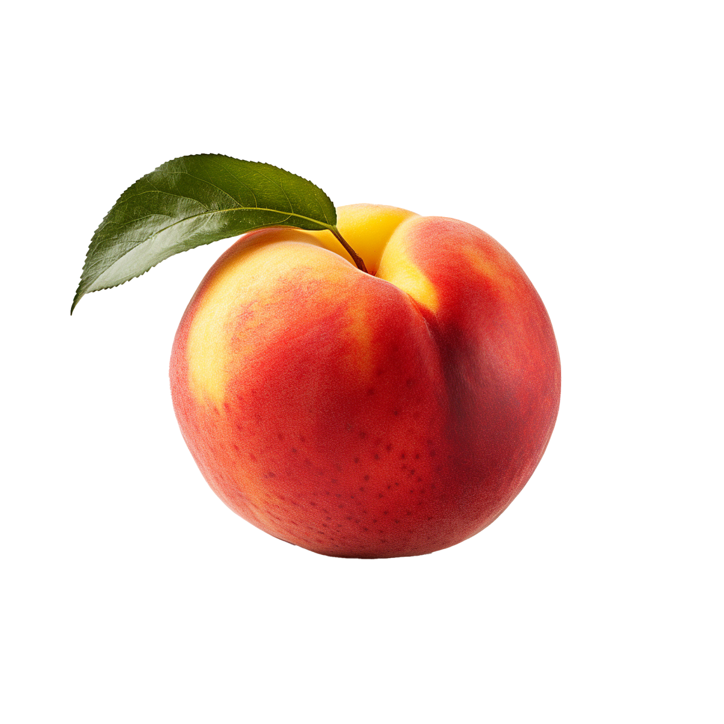 a peach on a white background