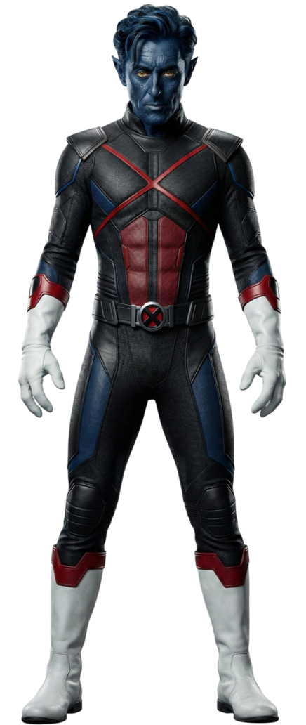 a man in a black and red costume