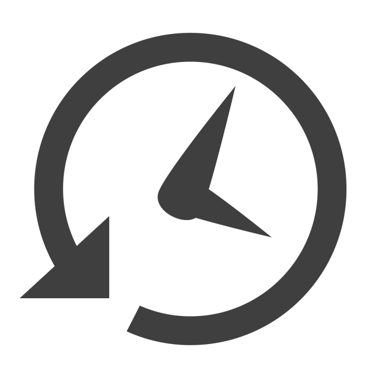 a black and white icon of a circular arrow
