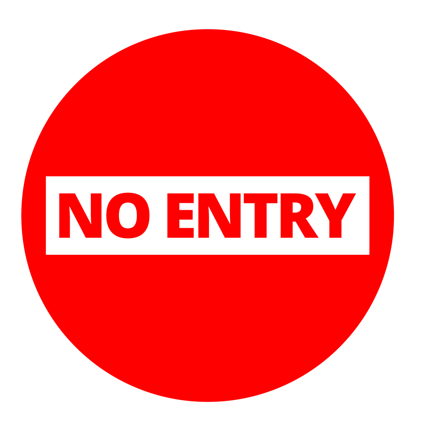 a red circle with the word no entry
