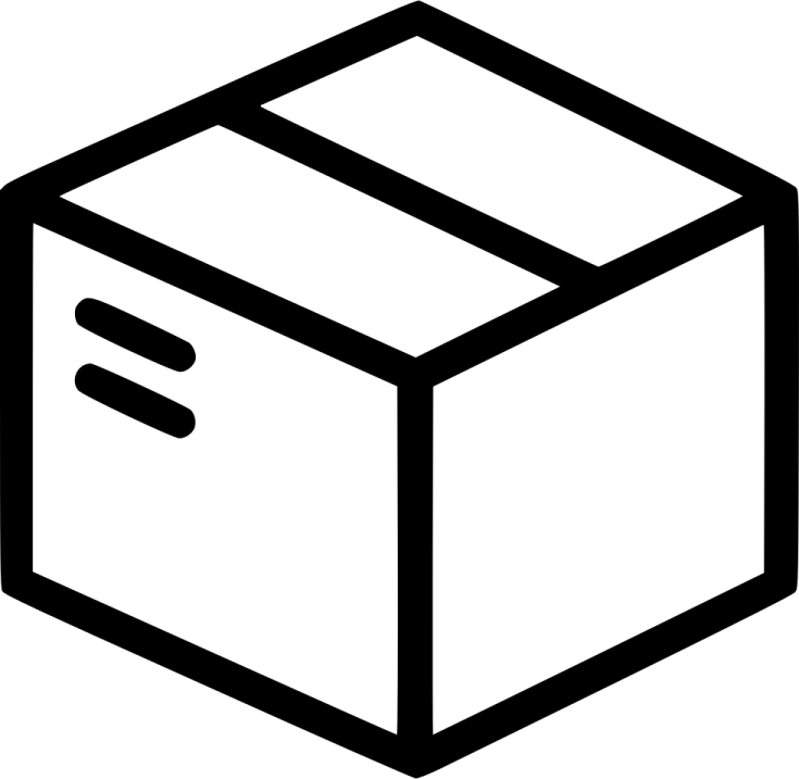 a black and white icon of a box