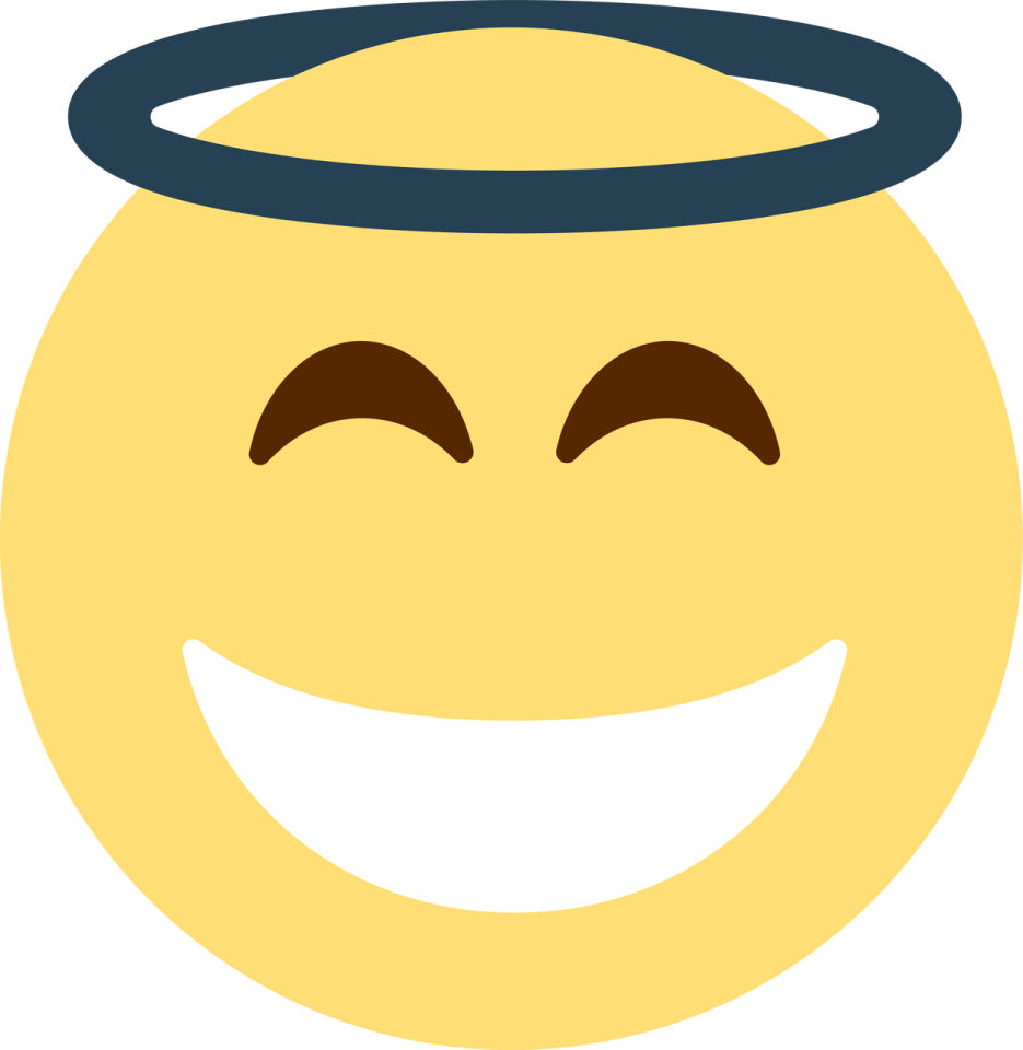 a smiley face with an angel halo around it