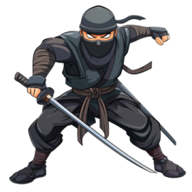 a ninja with a sword in his hand