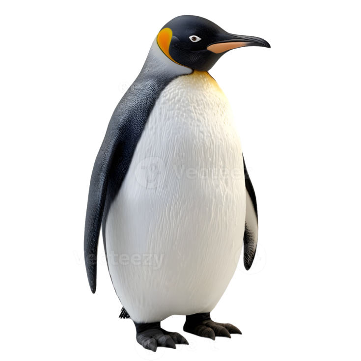 a penguin standing in front of a white background