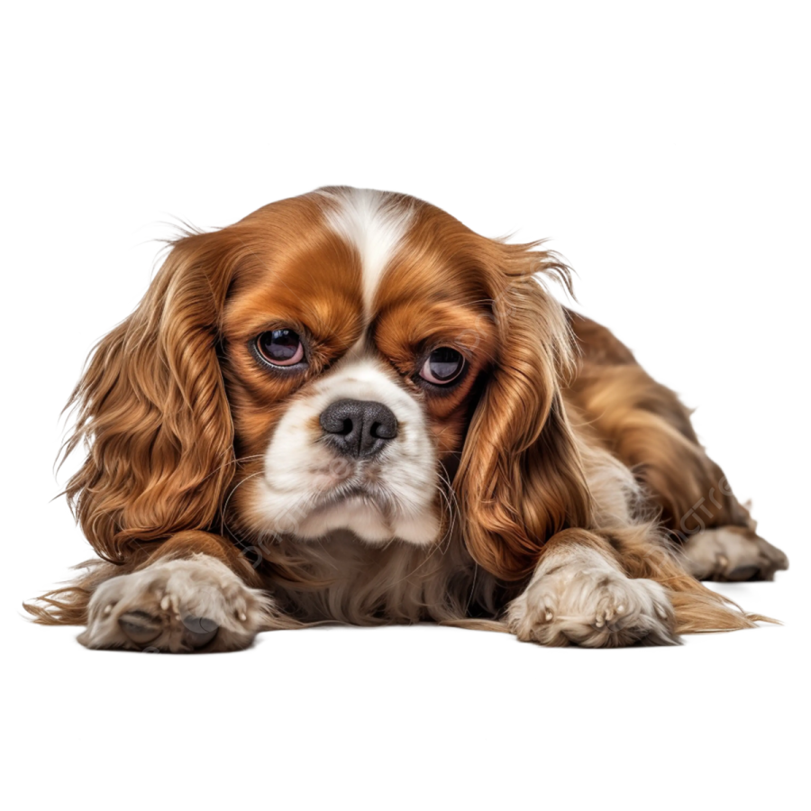 a small brown and white dog laying down