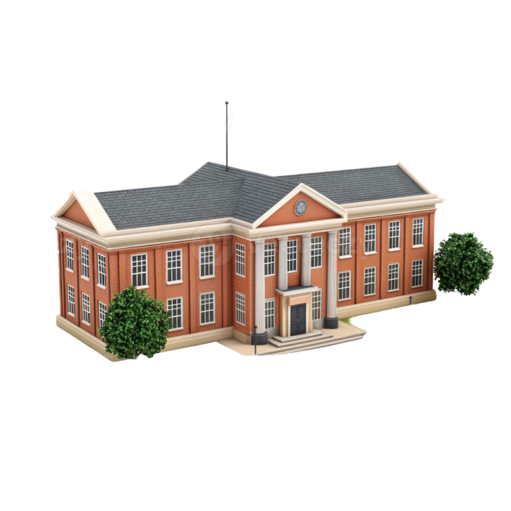 a 3d model of a school building
