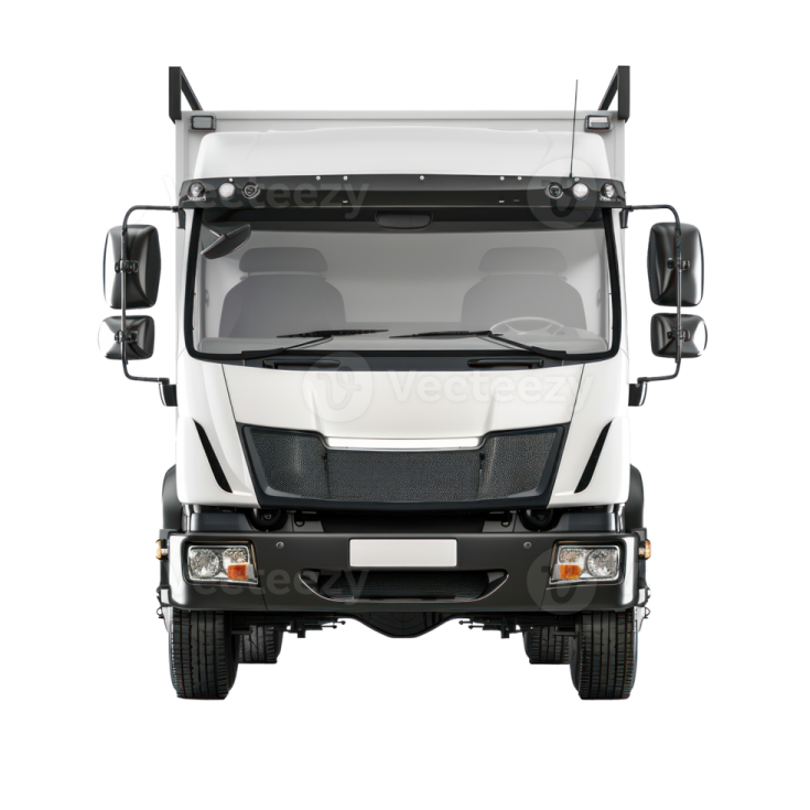 the front view of a white truck