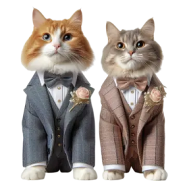 two cats dressed up as gentlemans