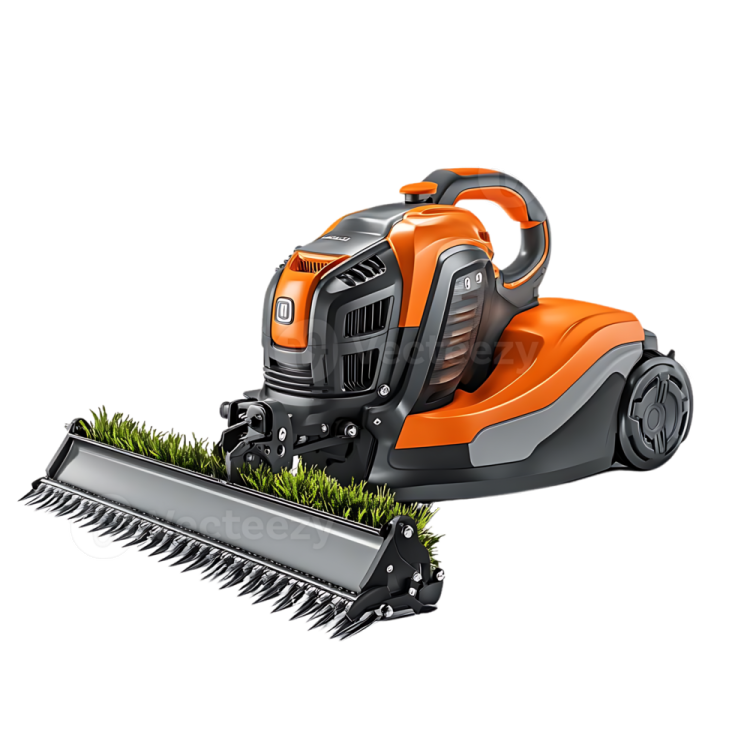 a lawn mower on a white background