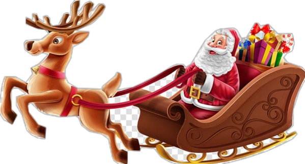 santa claus reindeer christmas tree, person riding a sled reindeer transparent transparent background png