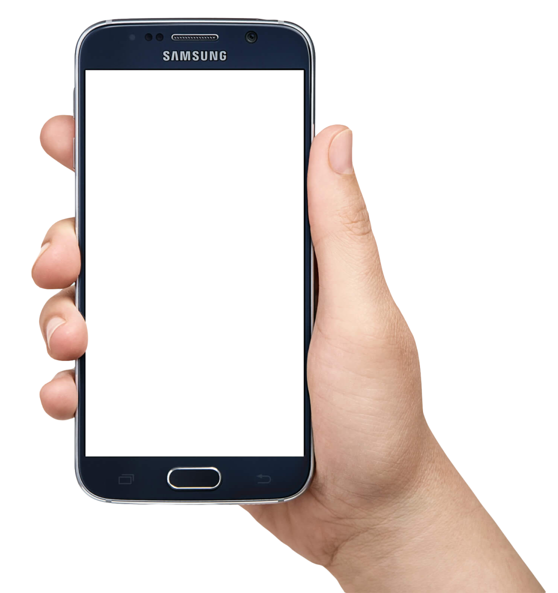 a hand holding a cell with a white screen