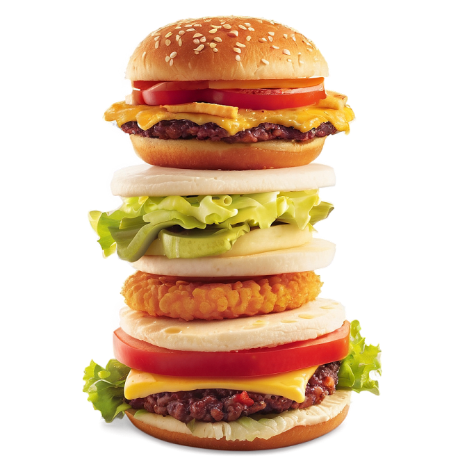 a stack of hamburgers