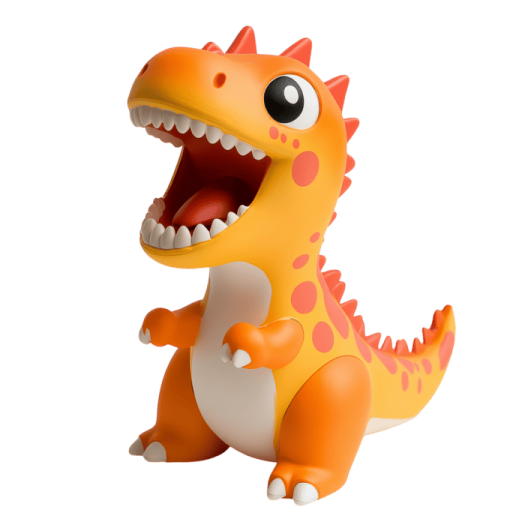 a toy dinosaur with its mouth open