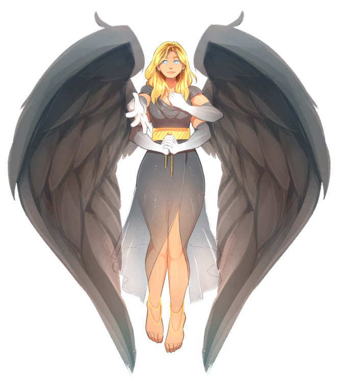 a drawing of an angel with wings