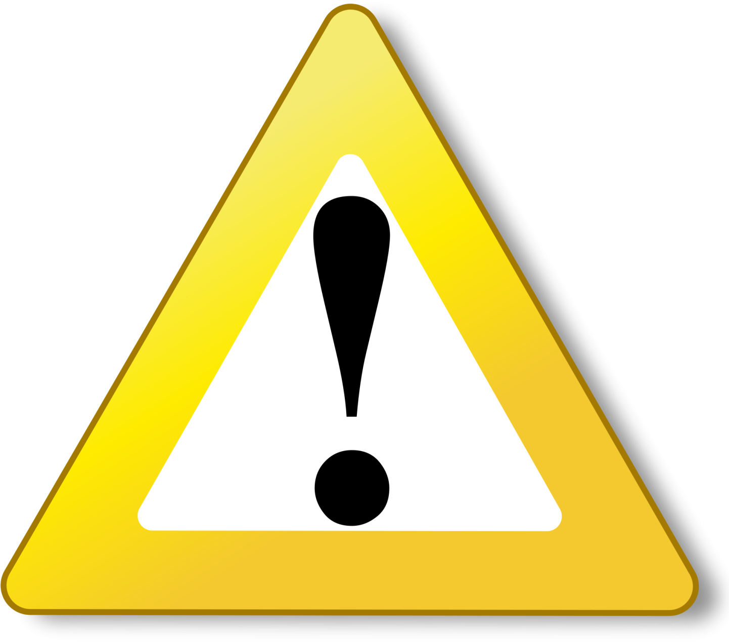 a yellow triangle with a question mark on it
