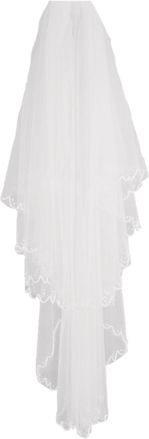 a white veil with laces on it