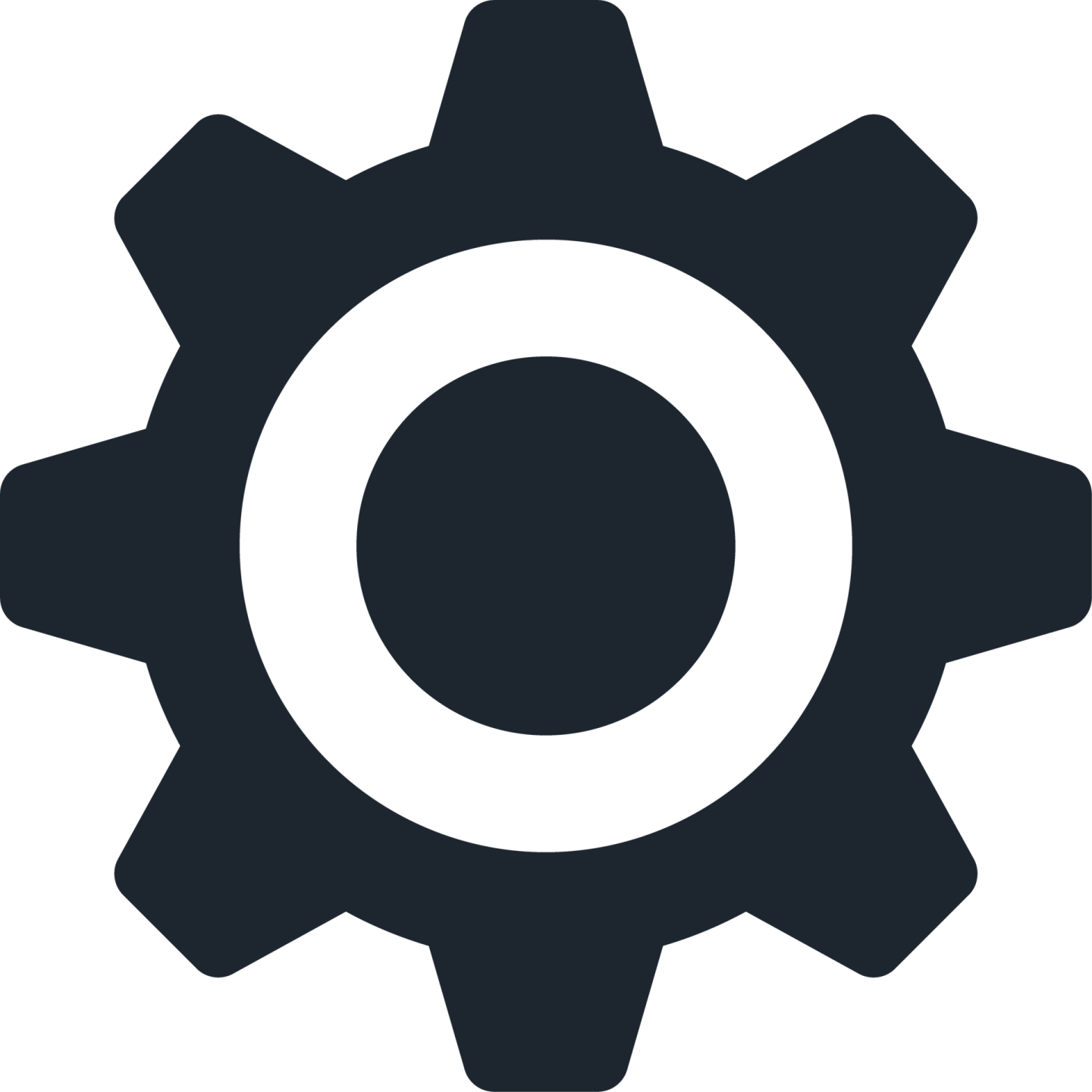 a black and white gear icon