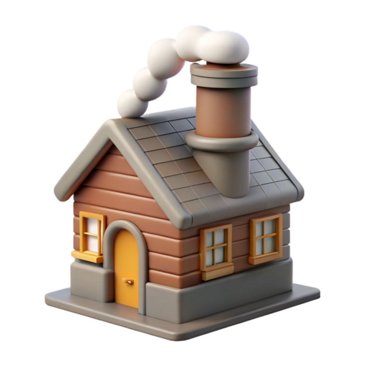 a small house with a chimney on top