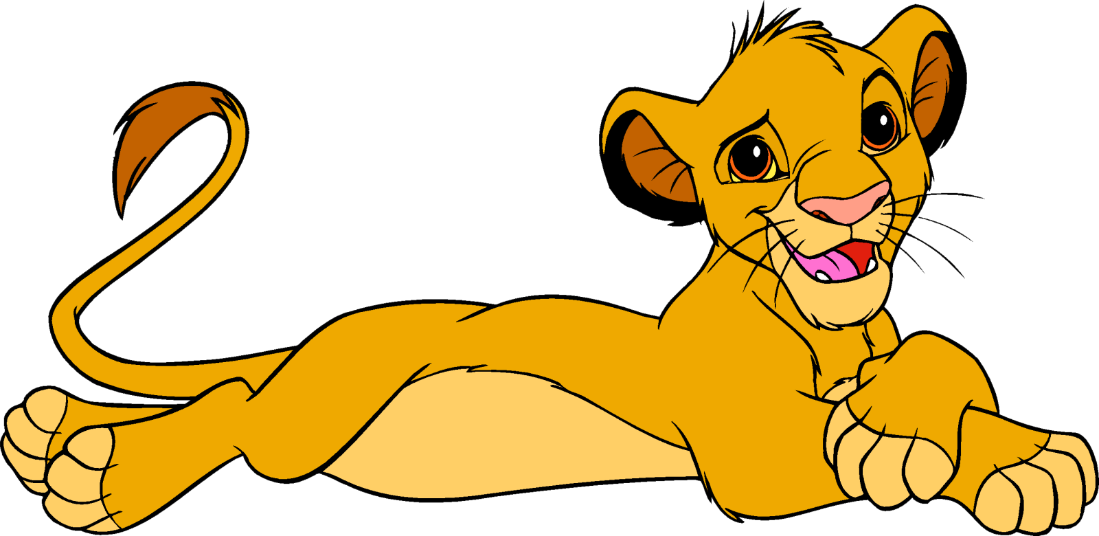 a cartoon lion laying down on the ground