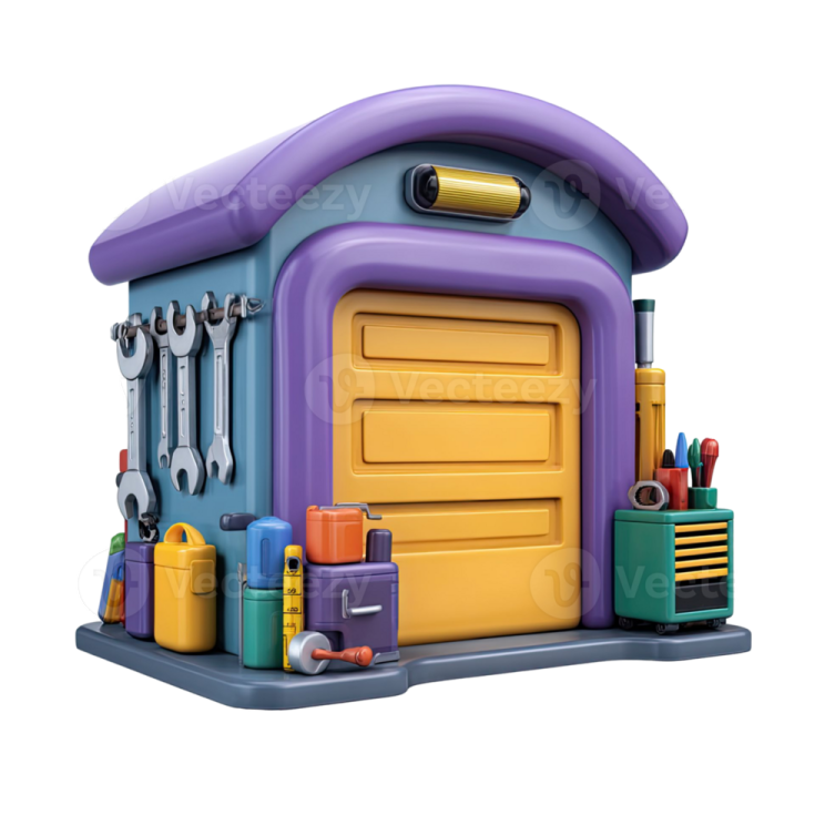 a garage with tools and tools in it