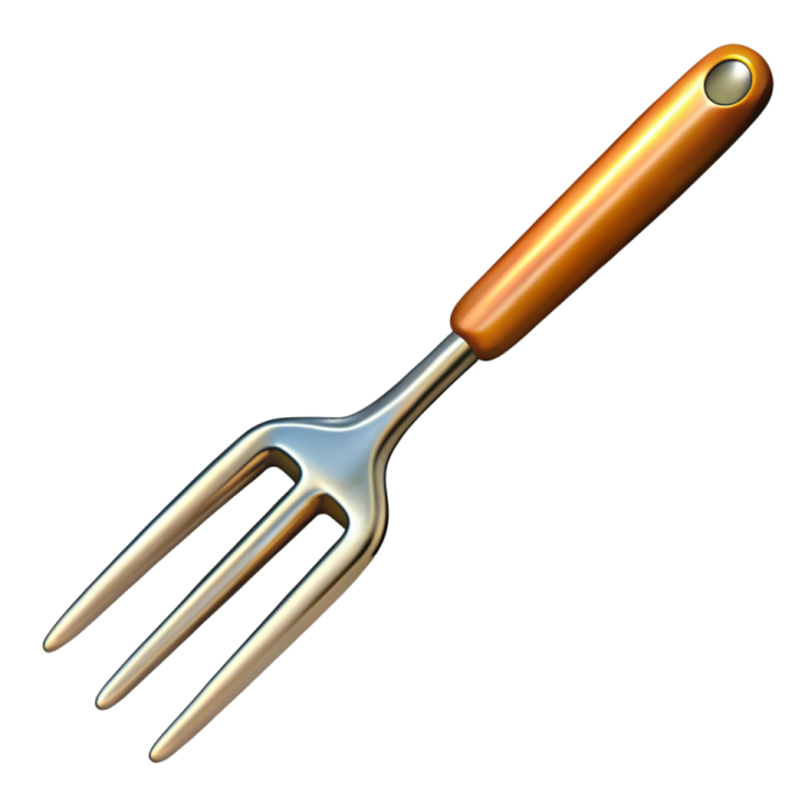 a fork with an orange handle on it