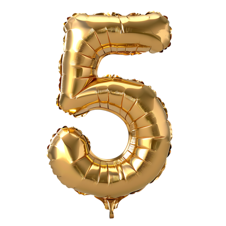 gold foil balloon number 5