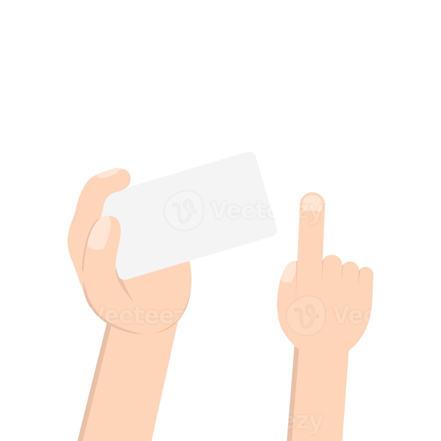 two hands holding a business card