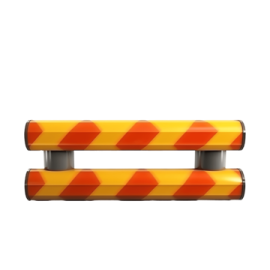 an orange and yellow barrier with a white background
