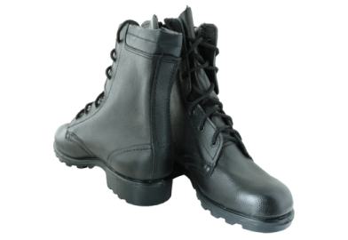 a pair of black combat boots