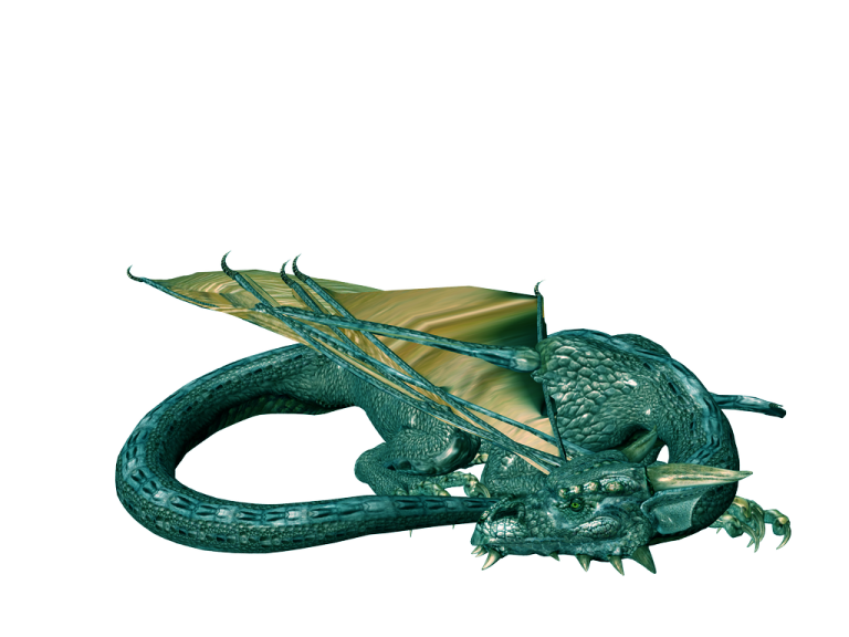 a green dragon sitting on top of a rock