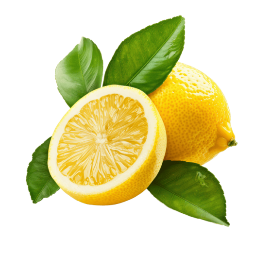 two lemons with leaves on a white background