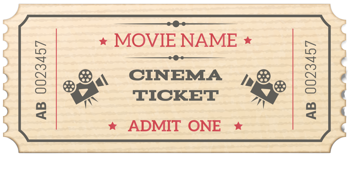 a movie ticket with the words cinema ticket admit