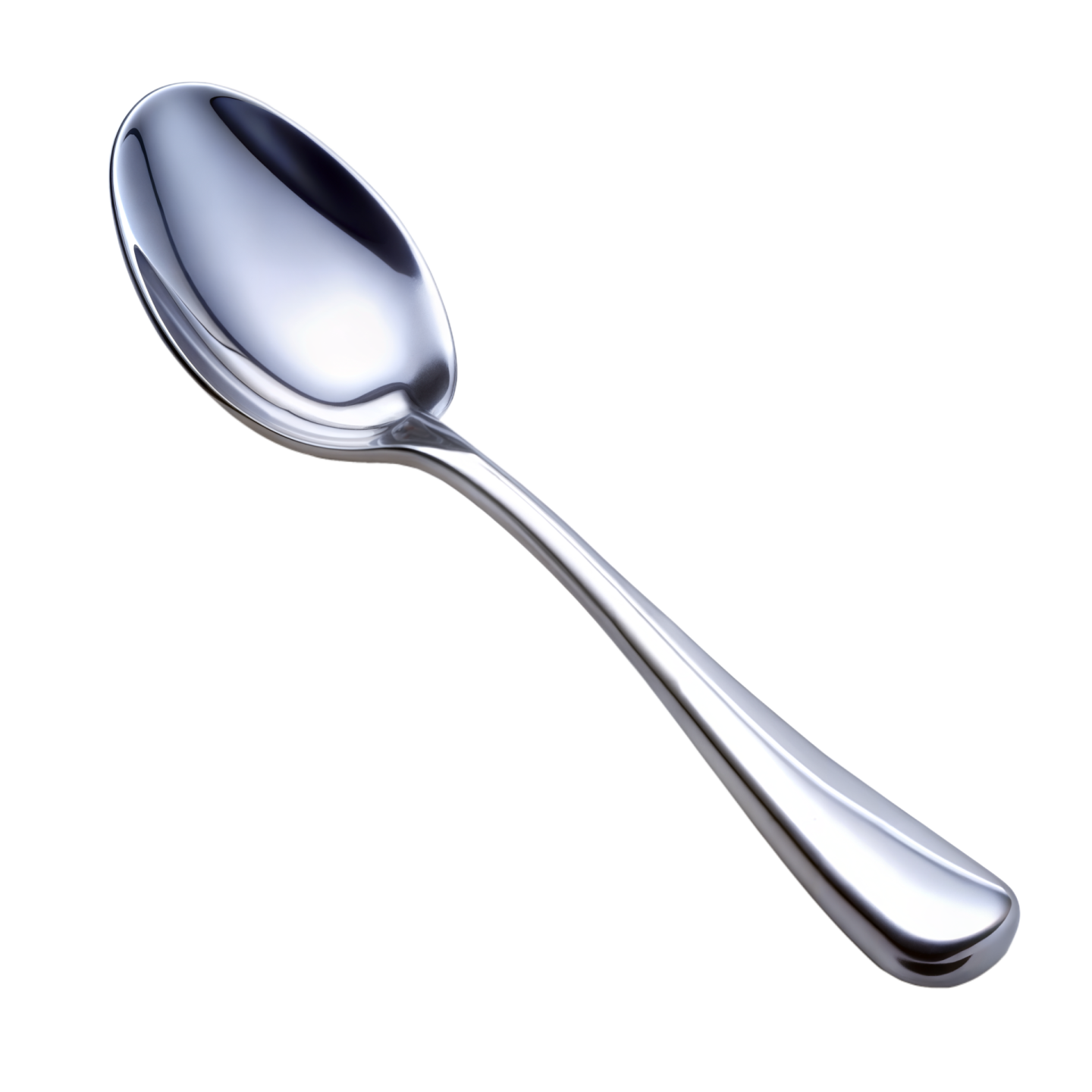 a silver spoon on a white background