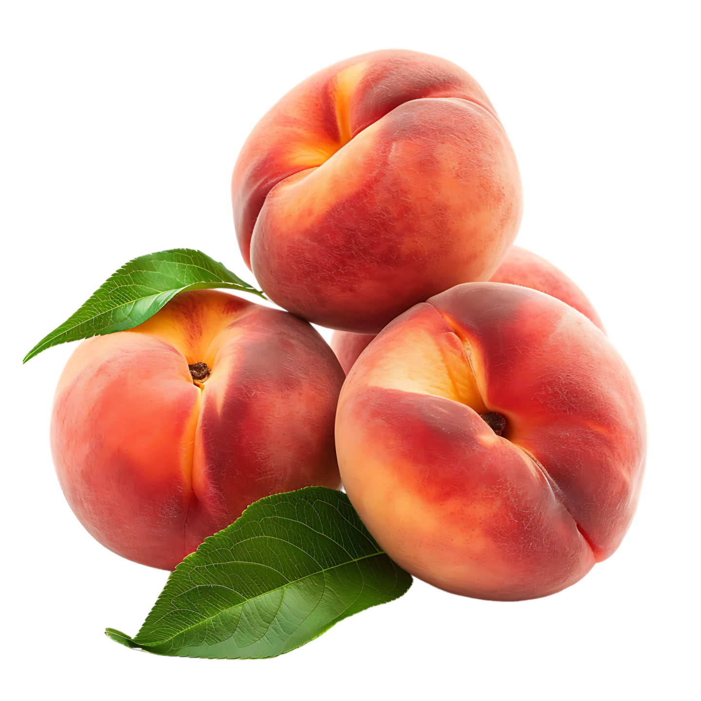 three peaches on a white background