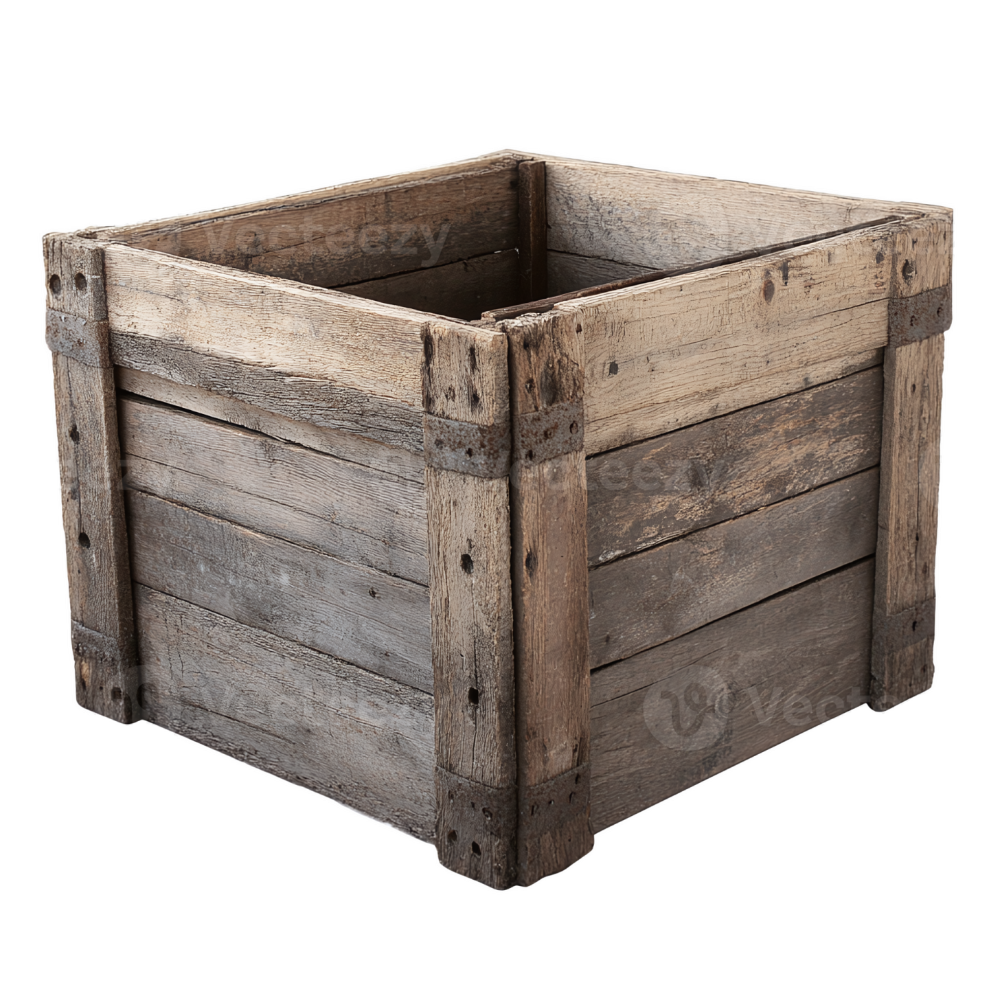 a wooden box on a white background