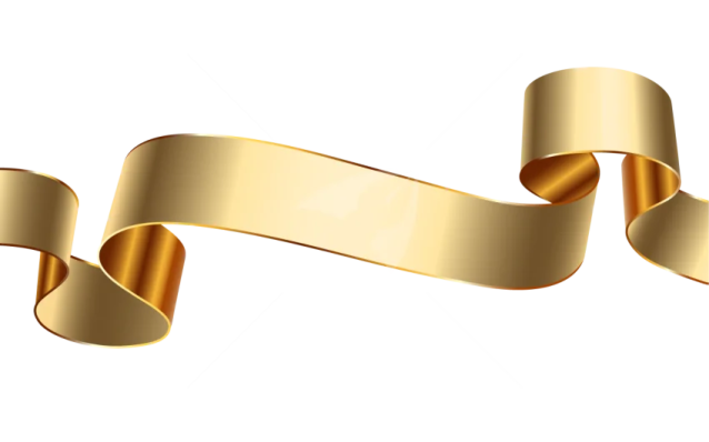 a gold ribbon on a white background