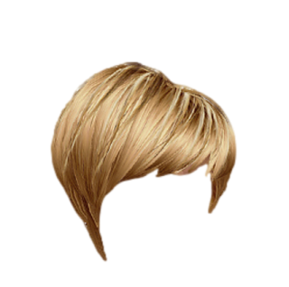 a woman's short blonde wig with bangs