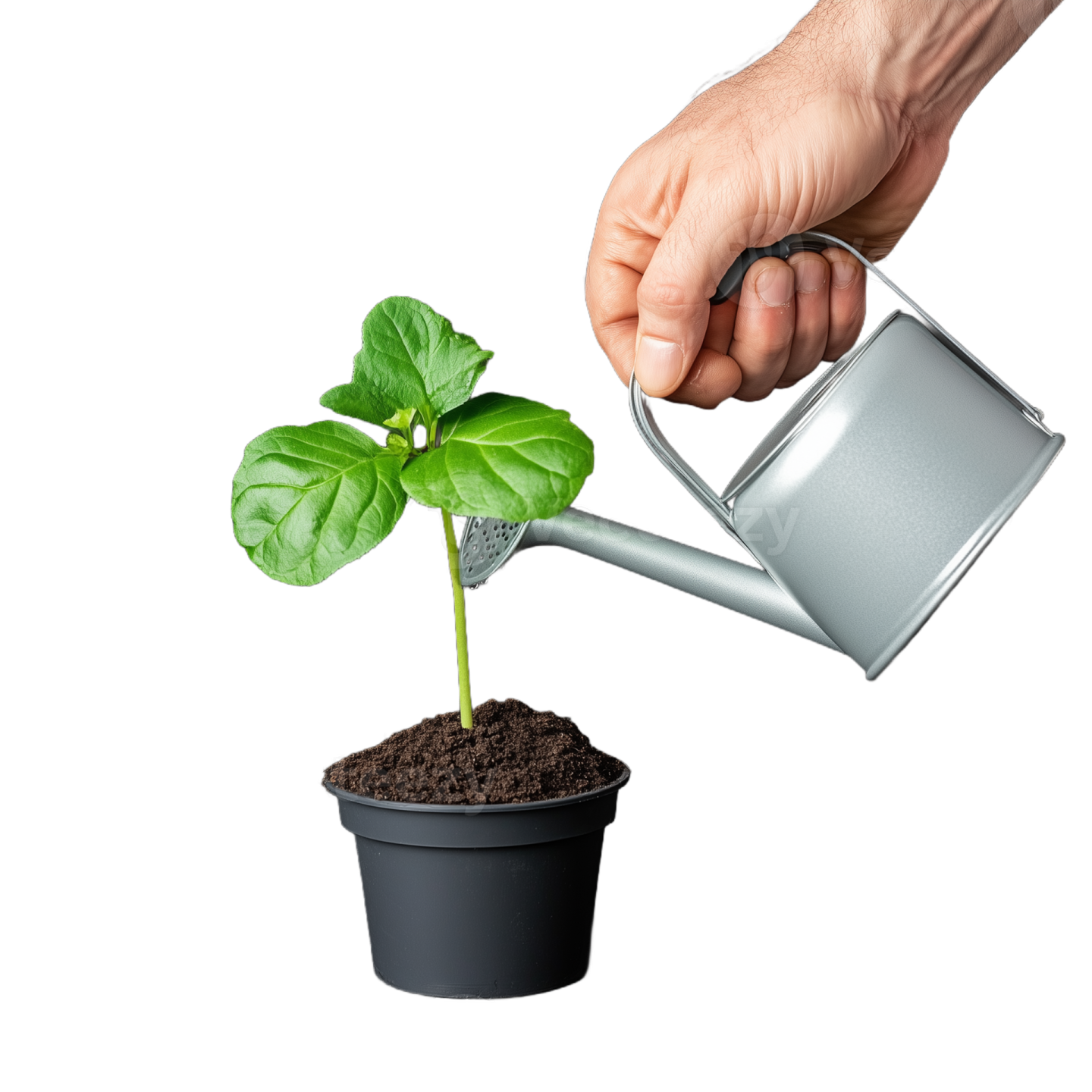 a person watering a plant from a watering can