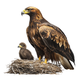 a bird sitting on top of a nest next to another bird