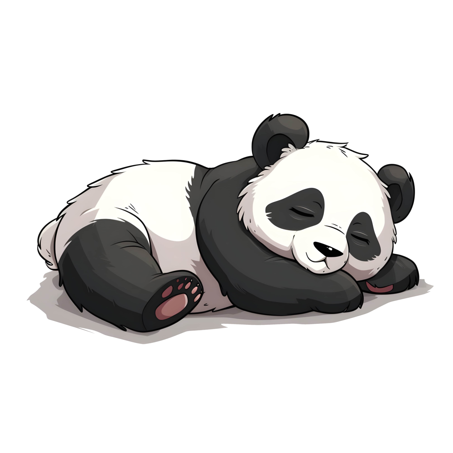 a panda sleeping on the ground