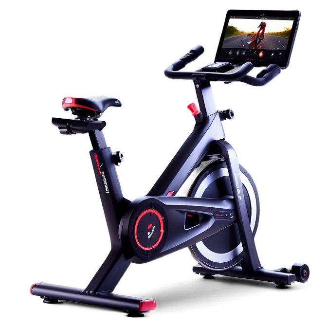 an exercise bike with a tablet on it