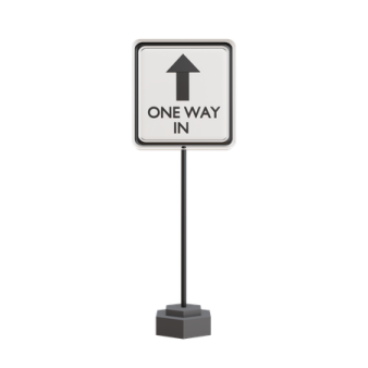 a one way sign on a white background