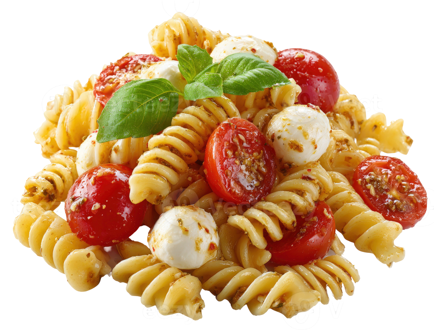 a plate of pasta with tomatoes and mozzani