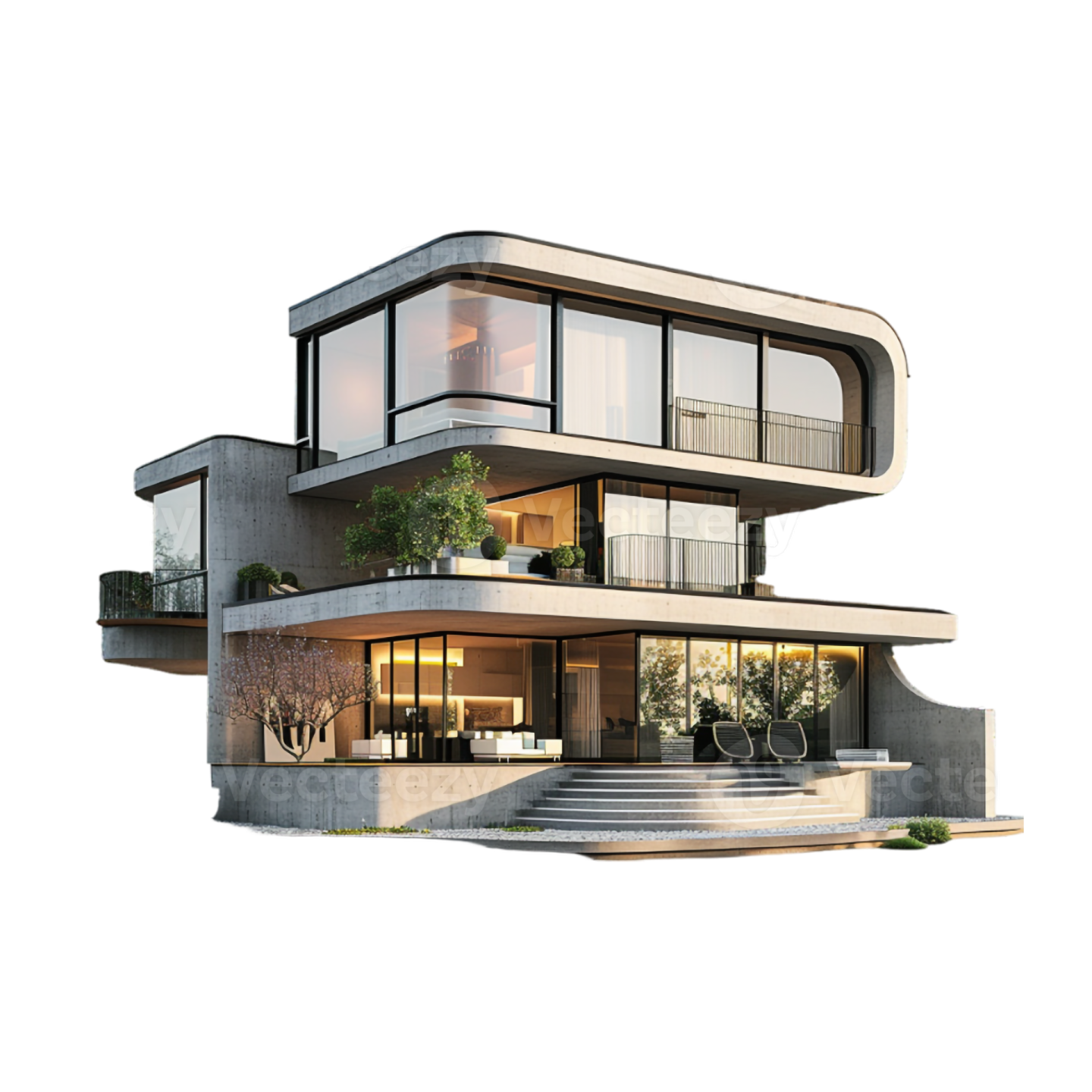 a rendering of a modern house on a white background