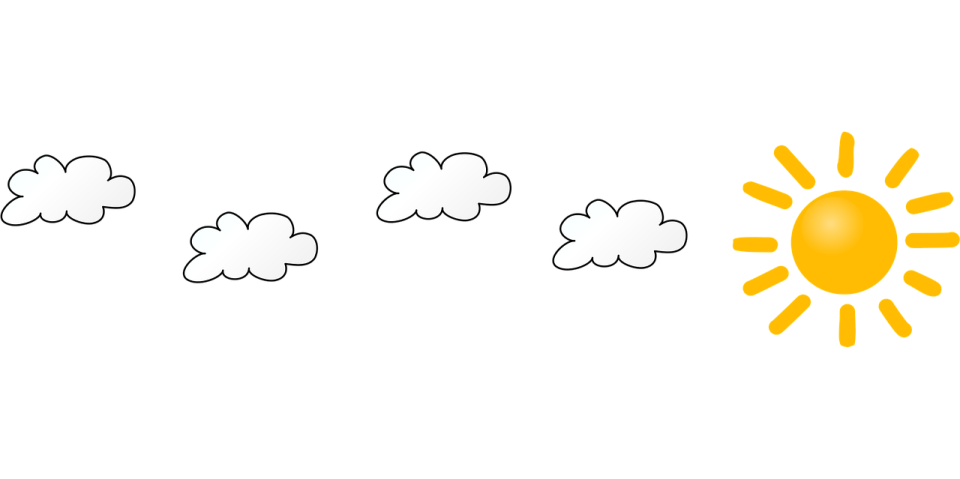 a drawing of the sun and clouds
