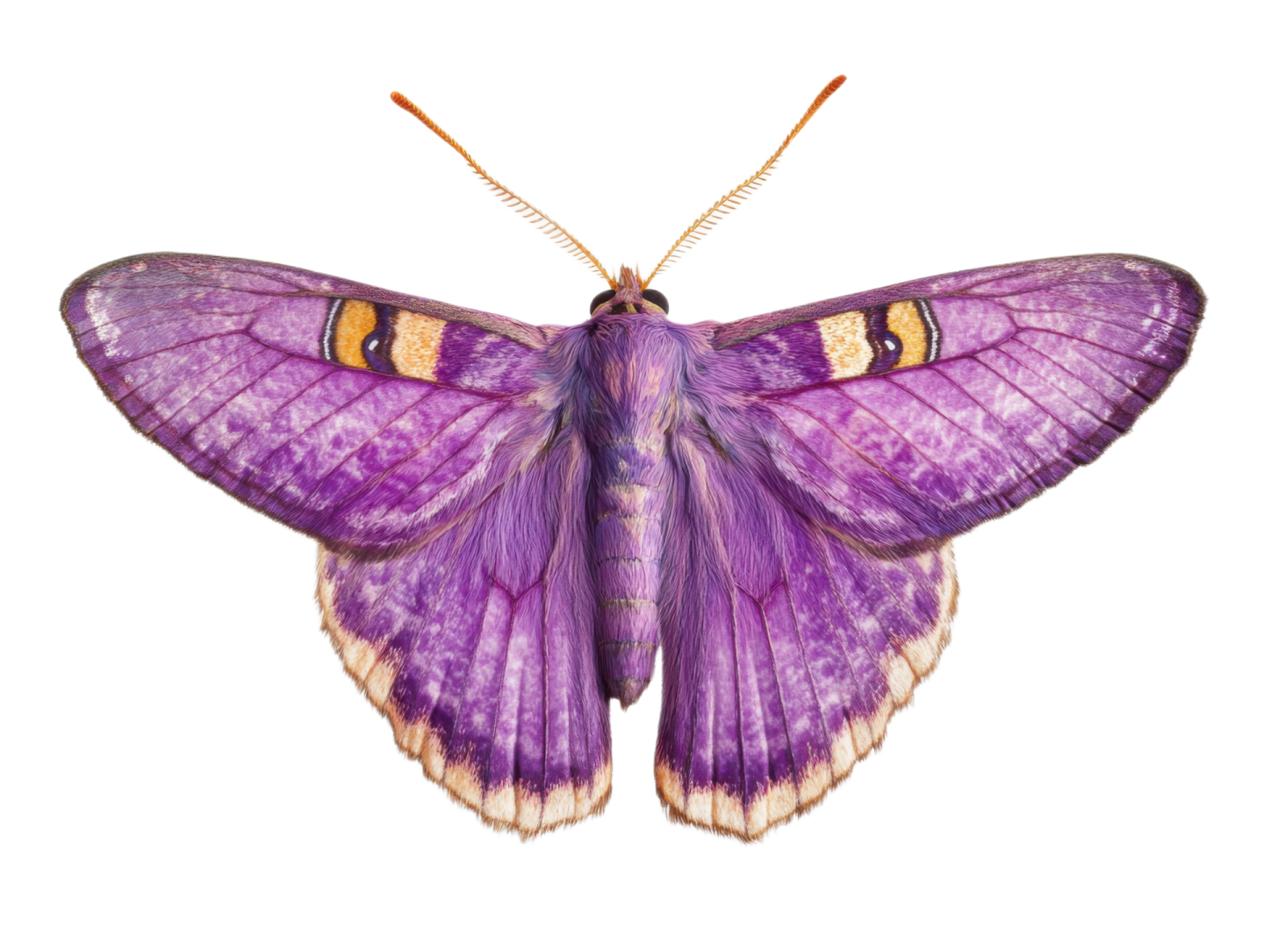 a purple moth on a white background