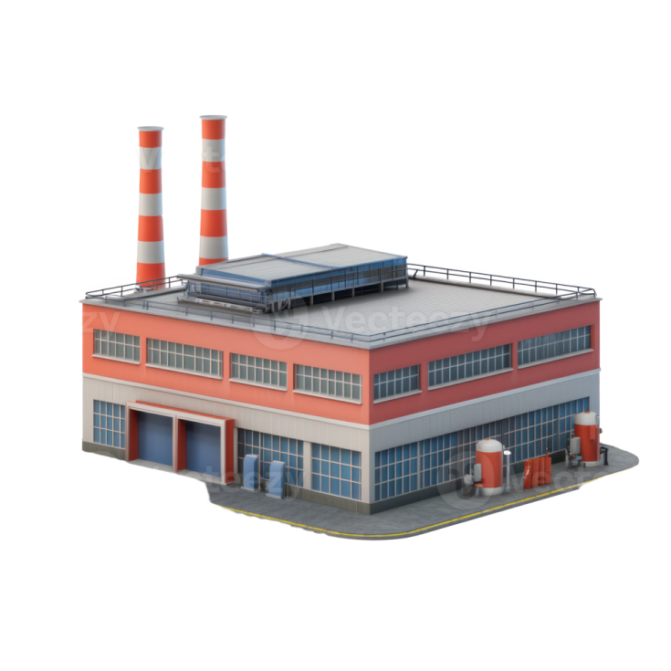 a 3d model of a factory building