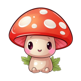 a cute mushroom sitting on top of a mushroom